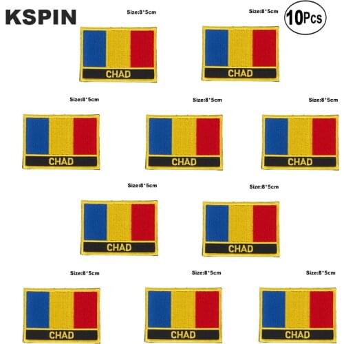 Chad Flag Embroidery Patches Iron on Saw on Transfer patches Sewing Applications for Clothes in Home&Garden