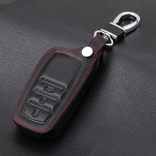 Remote Car Key Case Cover For Toyota Chr C-hr Land Cruiser 200 Avensis Auris Corolla Genuine Leather 3 Buttons Key Chain Case