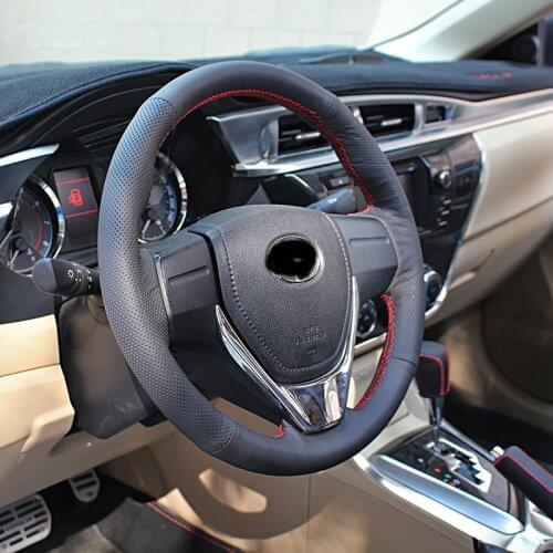 1pc for Toyota corolla 2014-2017 RAV4 Steering wheel cover Hand sewing top layer leather