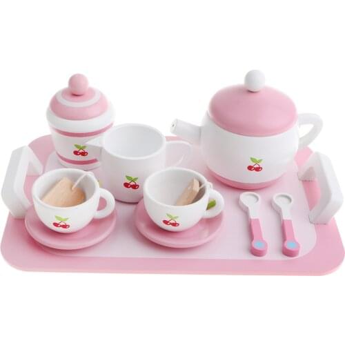 Wooden Tea Set Party Children Kids Pretend Play Developmental Game Toys