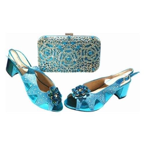 Doershow nice African Shoes And Bag Matching Set With skyblue Hot Selling Women Italian Shoes And Bag Set For Wedding! SGT1-10