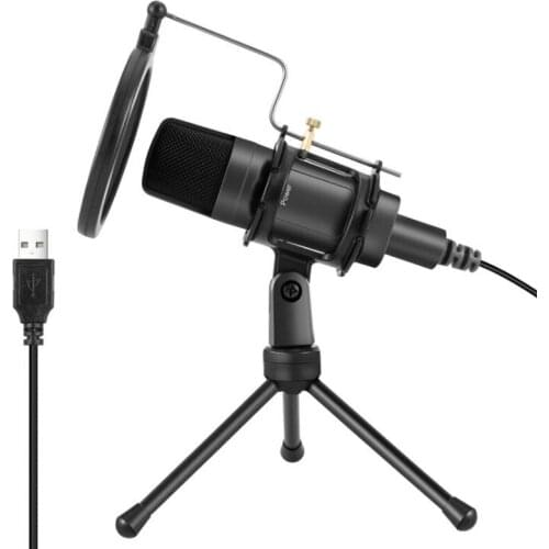 FooHee Condenser Microphone USB Noise Isolating with Stand for KTV Net Host Live Show Recording Online Games Chat 518