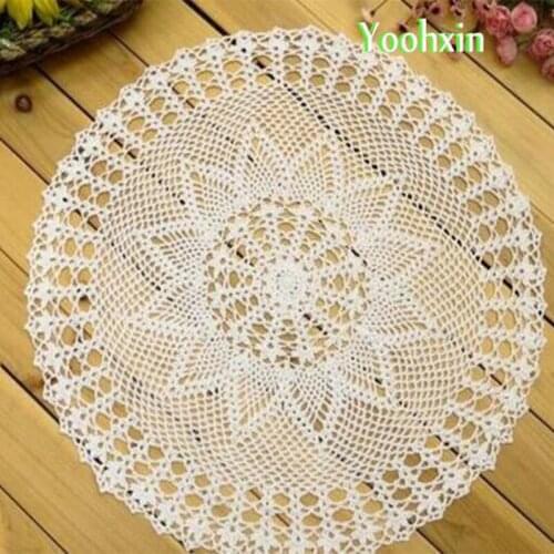60cm 2021Modern lace cotton round table placemat cloth pad crochet placemat Cup drink tea coffee coaster glass mug doily Kitchen