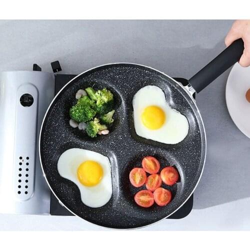 Four-hole Kitchen Omelet Pans Thickened Non-stick Egg Frying Pot Breakfast Cooking Ham Tools Cookware Pancake Pan Without Cover