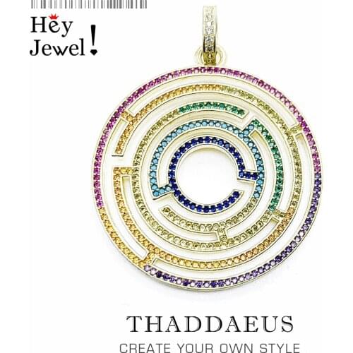 Pendants Maze Colourful Stones,2021 Autumn Jewelry Symbolises the Personal Path of Life 925 Sterling Silver Gift For Women