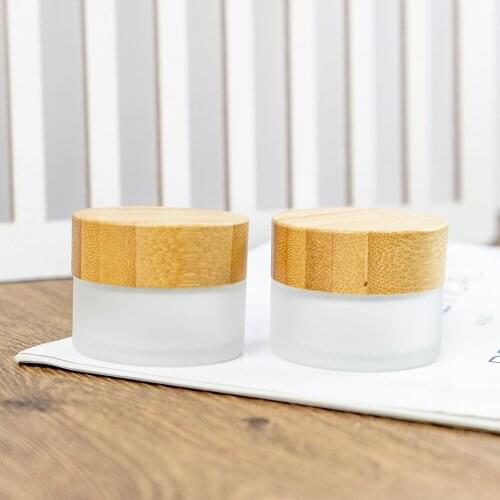 15ml Reusable Frosted Glass Face Cream Bottle with Bamboo Cap Cosmetics Gifts Eye Essence Products Empty Vitreous Vials 6Pcs