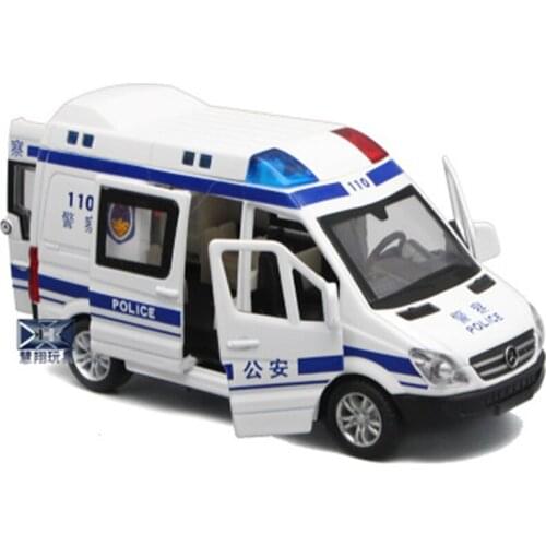 Simulation Ambulance Police Car Post Express Childrens Educational Toy Car Alloy Car Model Acousto-optic Childrens Birthday Gi