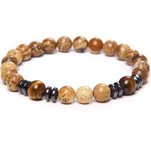 Trendy Hematite Turquoises Bracelet Men Natural Jaspers Stone Beaded Charm Bracelet for Women Men Energy Bileklik Homme Gifts