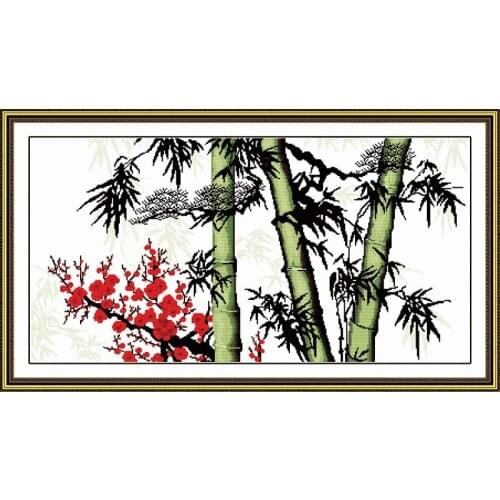 Pine bamboo and plum (1) cross stitch kit chinese Pattern printed on canvas DMC embroidery handmade needlework craft supplies