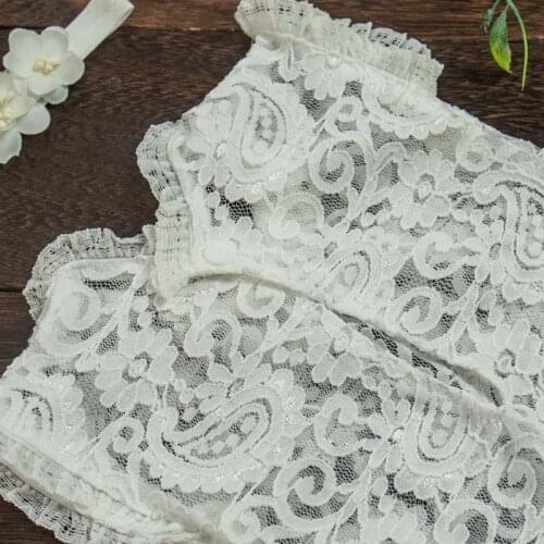 2 Pcs White flower Newborn Photography Props Lace Headband Romper Kit Photo Shooting Outfit