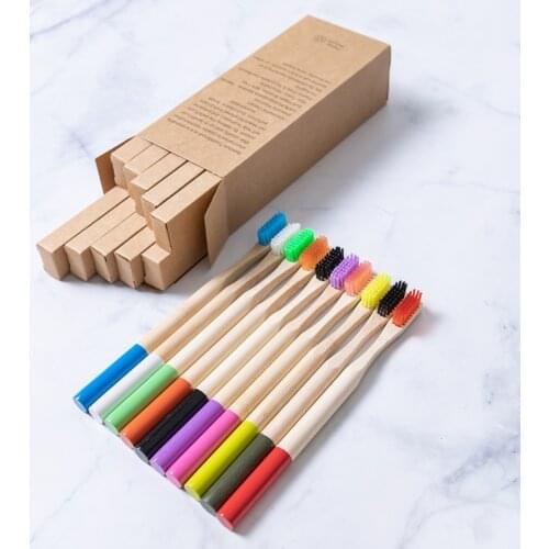10 Packs Mixed Color Zero Waste Vegan Products Natural Bamboo Toothbrushes Pack Each Toothbrush Individually Convenient Travel