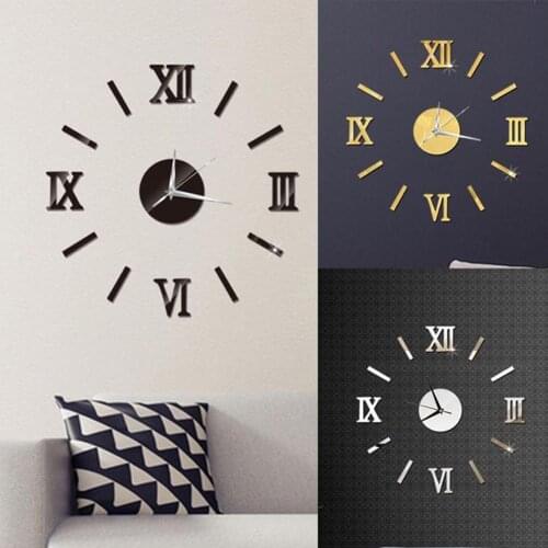 Plastic Mirror Surface Number 3D Wall Clock Stickers Hanging Clock Wall Sticker Wall Decor Living Home Decor Room Office