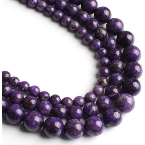 Wholesale Purple Charoite Stone Smooth Round Loose Beads for Jewelry Making Pick Size 6/8/10mm DIY Bracelet Necklace 15 Inches
