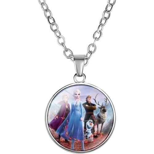 Disney Frozen 2 Necklace Childrens Cartoon Elsa Princess Anna Pendant Necklace Dolls Girls Accessories Baby Toys for Children