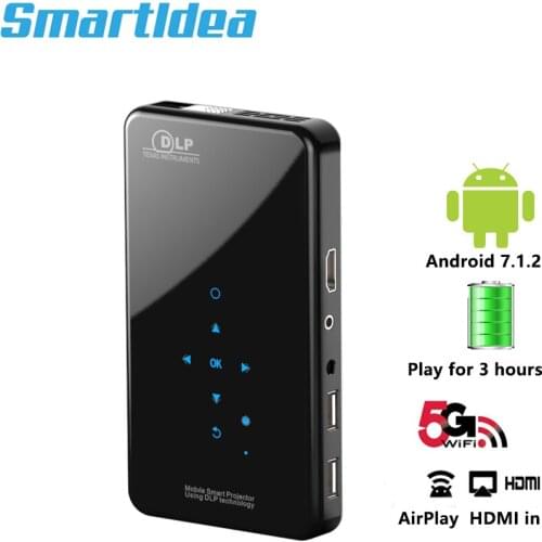SmartIdea New X2 Phone Size HD Projector AC3 Android WiFi DLP Smart Proyector Beamer Bluetooth Battery Build-in AirPlay Miracast