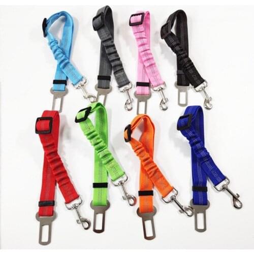 Pet Dog Cat Car Seat Belt Adjustable Harness Seatbelt Lead Leash For Small Medium Dogs Travel Clip Pet Supply Reflective Elastic