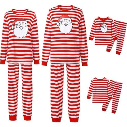 YAGIMI Christmas Pajamas Family Men Women Kids Baby Striped Santa Print Homenwear Family Matching Outfits Christmas Pajama 2022