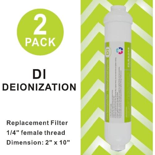 Under Sink Reverse Osmosis System Deionization Water Filter Replacement 2"x10-Inch Inline DI Mixed Bed Filter Cartridge - 2 PACK