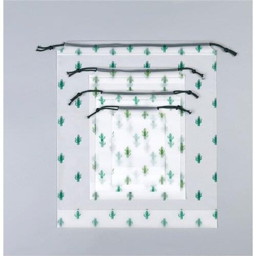 Cactus frosted drawstring bag drawstring bag cartoon drawstring travel shoe bag wash face towel storage plastic bag drawstring