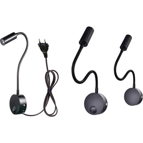 AC 110V/220V Book Lights Flexible Home Hotel Bedside Reading Wall Light 3W LED Hoses Wall Lamp Aluminum LED Bulbs