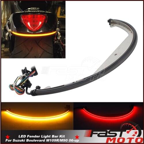 Motorcycle LED Brake Lights Running Taillight Turn Signal Lamp Rear Fender Lighting Bar Kit For Suzuki Boulevard M109R M90 06-up