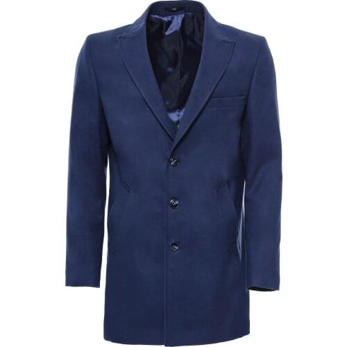 Navy Blue Peak Lapel Cachet Coat