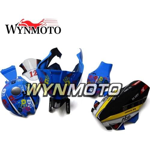 Complete Fiberglass Racing Injection Blue Black Handprint New Motorcycle Fairings For ZX 10R Year 2011 - 2015 Cowlings