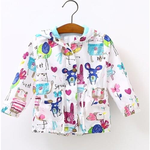 2020 Spring Children Clothing Boys Girls Cartoon Animals Graffiti Coat Kids Zipper Clothes Baby Girl Boy Pockets Outerwear Coats