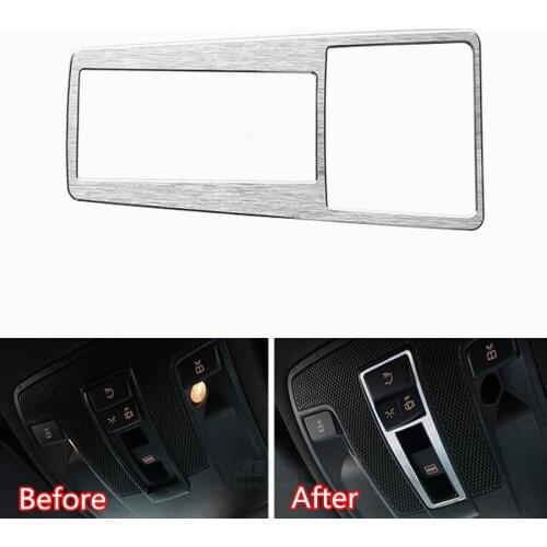 YAQUICKA Fit For Mercedes Benz CLA GLA Car Front Roof Reading Light Lamp Switch Button Frame Trim Styling Sticker Aluminum