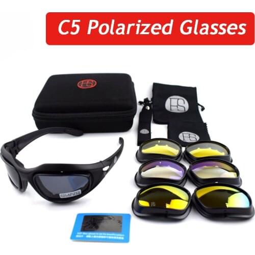 Hot Sale C5 Polarized Sport Goggles Tactical Hunting Military Airsoft Shooting Sunglasses Cycling Fishing Glasses 4 Lens