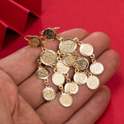 Dubai Gold Color Earrings 24K For Women Wedding Jewelry Womens Earrings For Girls Bridal Wife Gifts African Dubai French