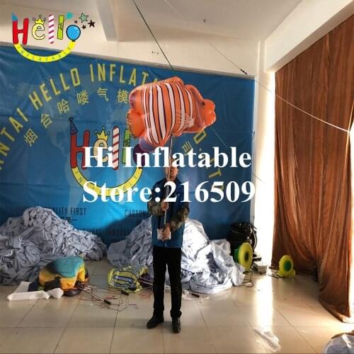 1.5 m wide ocean event Hand-held pole inflatable walking fish costume clownfish mascot puppet