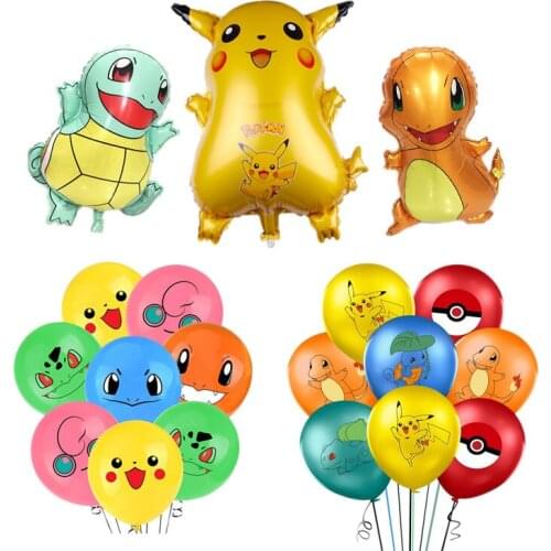 1 set Pikachu Pokemon Cartoon aluminum balloon And latex balloons Childrens birthday party decoration kid toy helium balloon