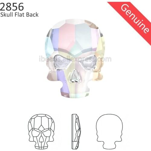 1 piece) 100% Original Crystals from Swarovski 2856 Skull Flat Back no hotfix rhinestone for women nail art clothing decoration