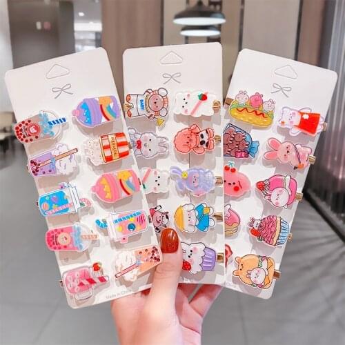 10Pcs/Set New Cute Cartoon Animals Drink Hairpins For Girls Kids Sweet Hair Decorate Clips Barrettes Fashion Hair Accessories