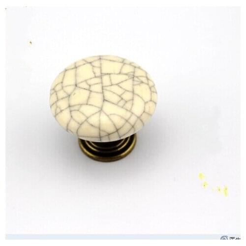35mm Crack Ceramic Kitchen Cabinet Knobs Bronze Dresser Handles Antique Zinc Alloy Drawer Wardrobe Handles Pulls Knobs TC58