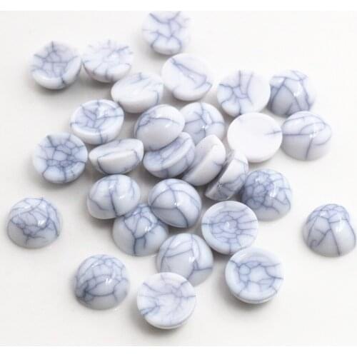 40pcs/lot 8mm 10mm White crack Colors Natural Cracked Style Flat back Resin Cabochons For Bracelet Earrings accessories