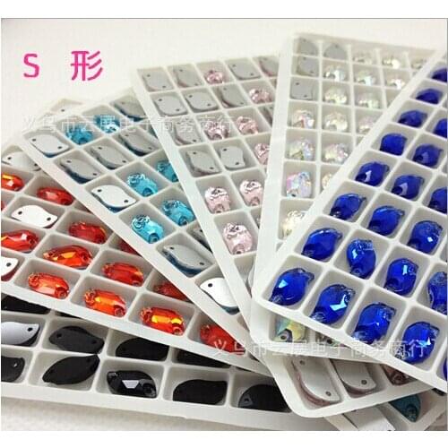 72pcs 6x12mm S Shape Glass Crystal Rhinestons Many Colours For Chooses Glitter