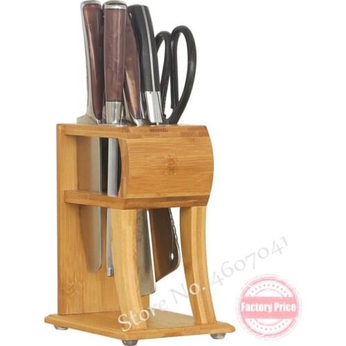Banboo Chopper Knife Tool Holder Solid Wood Knife Blocks Multi-function Rack Knife Seat Kitchen Storage Rack Supplies