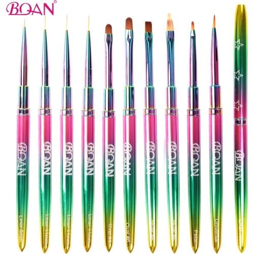 BQAN Colorful Nail Brush Gel Brush For Manicure Acrylic UV Gel Extension Pen For Nail Polish Painting Drawing Brush Paint Tools