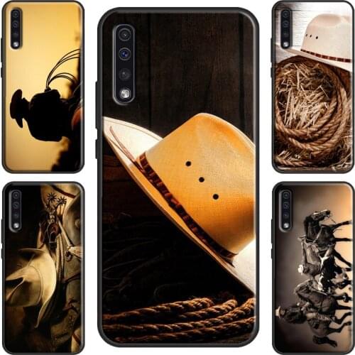 Cowboy Cowgirl Boots Spur Hat Case For Samsung A32 A12 A52 A72 S21 Ultra S20 FE Plus A50 A70 A02S A21S A31 A51 A71 Cover