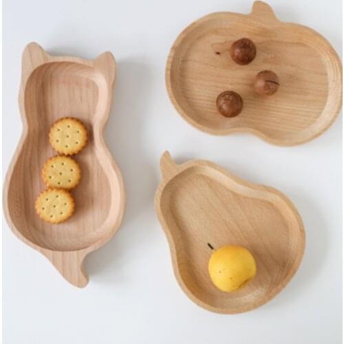 Wooden Dinner Plates Japanese Style Serving Trays Dishes Snack Dessert Steak Fruit Salad Platter Decorative Plates For Table
