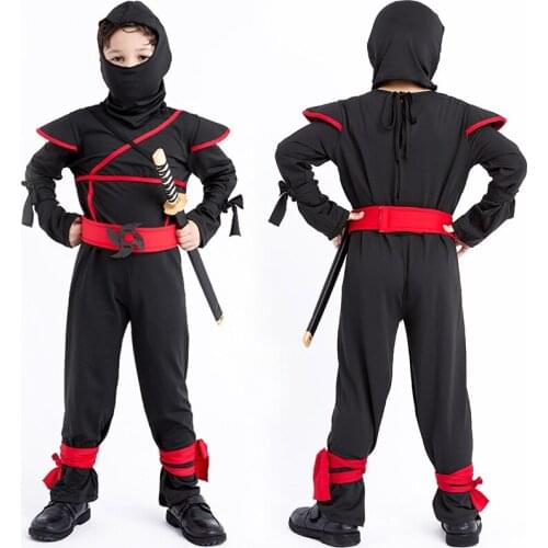 Good Quality Halloween Child Ninja Costume Boys Girls Assassin Cosplay Party Fantsia Jumpusit Outfit