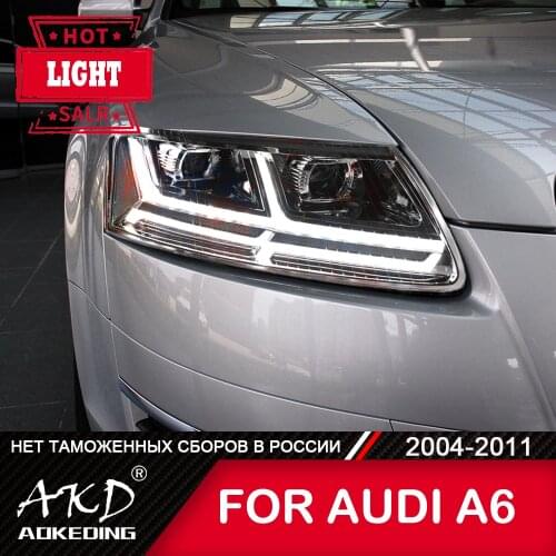 For Car AUDI A6 Head Lamp 2005-2011 Car Accessory Fog Lights Day Running Light DRL H7 LED Bi Xenon Bulb AUDI A6 Headlights