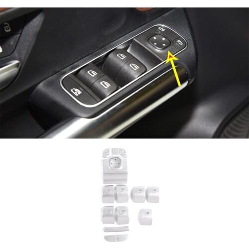 For Mercedes Benz A B CLA GLB GLA Class W177 W247 X247 Stainless SteelCar Window Lift Button Stickers Trim Car Accessories