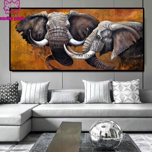 Emeroidery diamond rhinestone painting two big elephants cross stitch diamond mosaic sale new arrival full display picture decor