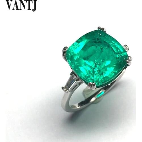 VANTJ Real 10K Gold Lab Grown Created Colombia Emerald "CCE" Ring Moissanite Fine Jewelry Women Party Wedding Gift