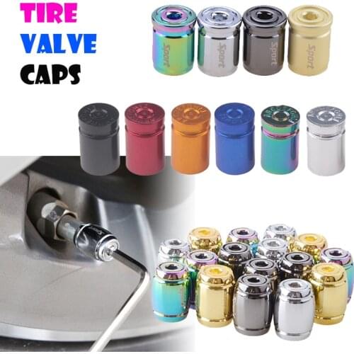 4psc Bullet shell Universal Car Wheel Tire Valve Caps, Tyre Rim Stem Covers,Aluminum Alloy Car Styling Parts Accessories