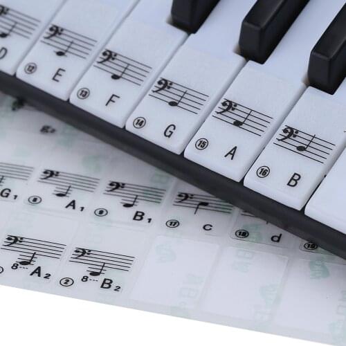 2 pcs Transparent Piano Keyboard Sticker 49 61 Key Electronic Keyboard 88 Key Piano Stave Note Sticker for White Keys