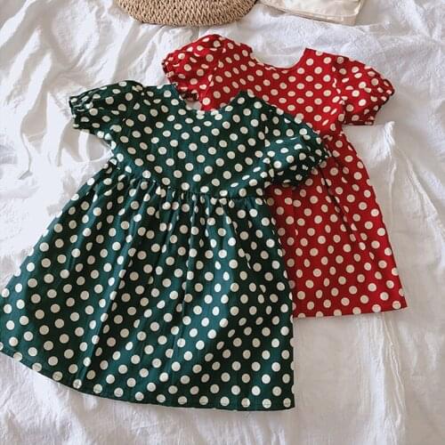 2021 Summer New Childrens Dress Loose Short-sleeve Kids Dress Sweet Baby Girl Polka Dot Dress For Girls Dress 3 4 5 6 7 8 Years